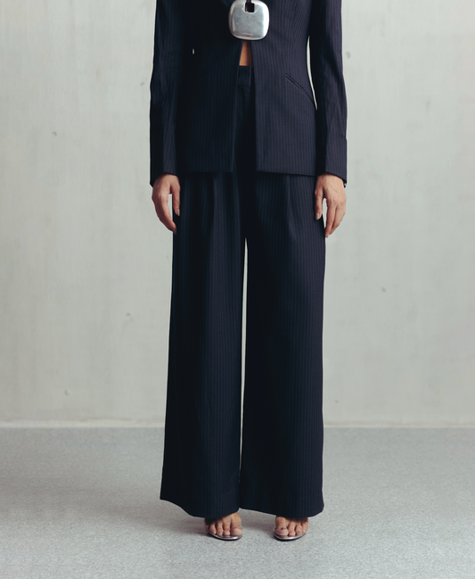 Gray Contours Pinstripe Trousers