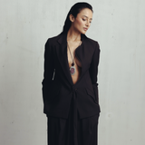 Seal Brown Cut Out Lapel Blazer