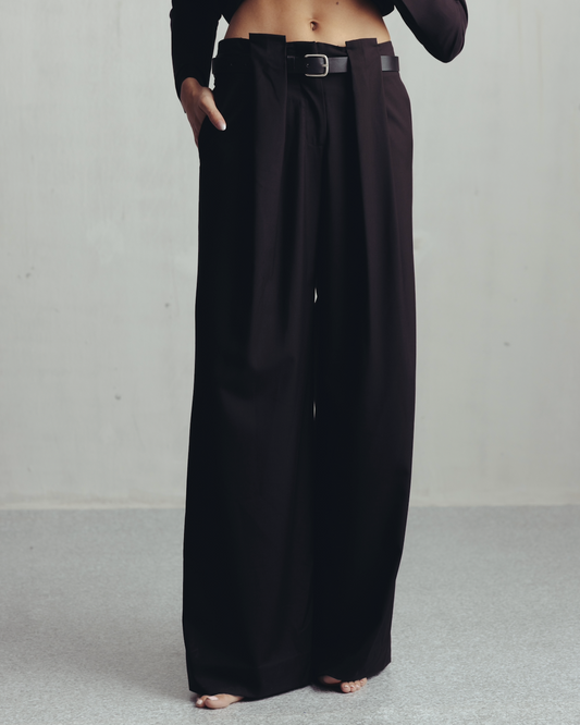 Seal Brown Waist Pleated Trousers
