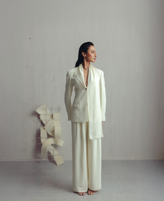 Antique White Scarf Blazer