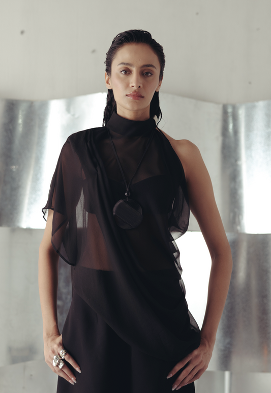 Bristol Black Sheer Top