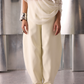 Antique White Crepe Barrel Pants