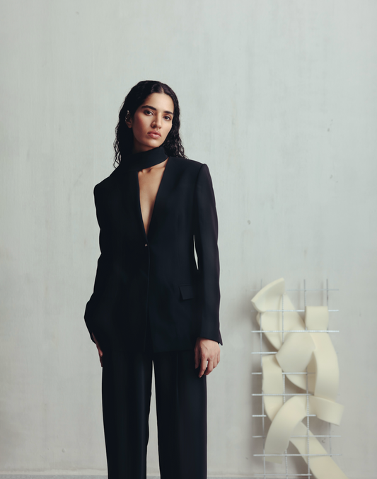 Bristol Black Scarf Blazer