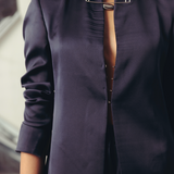 Evening Blue Funnel Neck Jacket