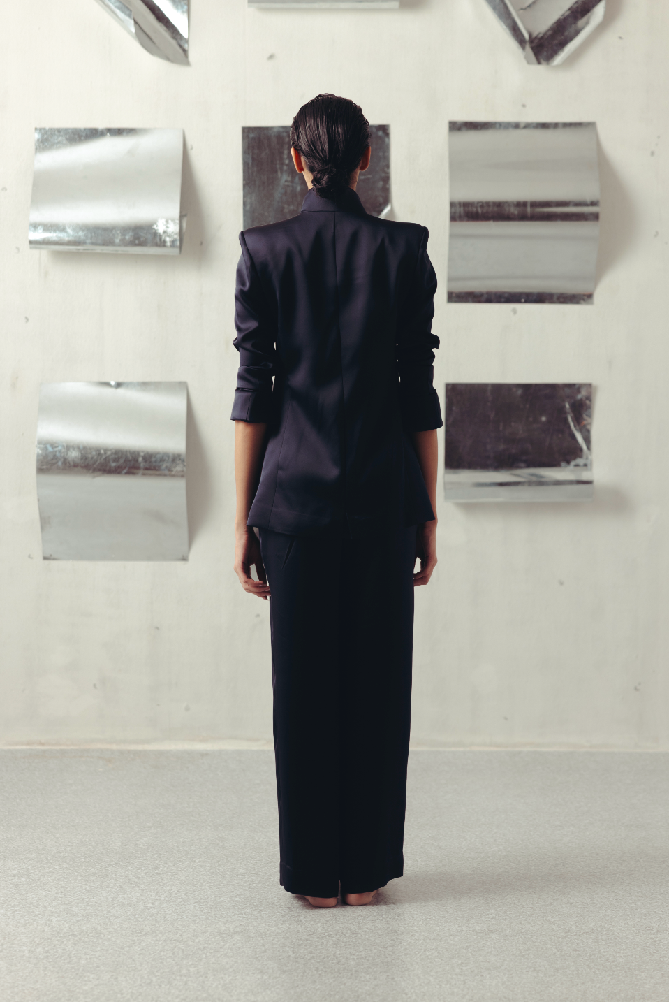 Evening Blue Funnel Neck Jacket