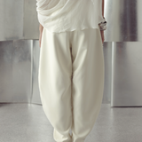 Antique White Crepe Barrel Pants