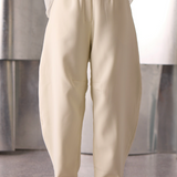 Antique White Crepe Barrel Pants