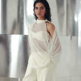 Antique White Asymmetric Georgette Top