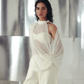 Antique White Asymmetric Georgette Top