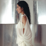 Antique White Asymmetric Georgette Top