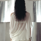 Antique White Asymmetric Georgette Top