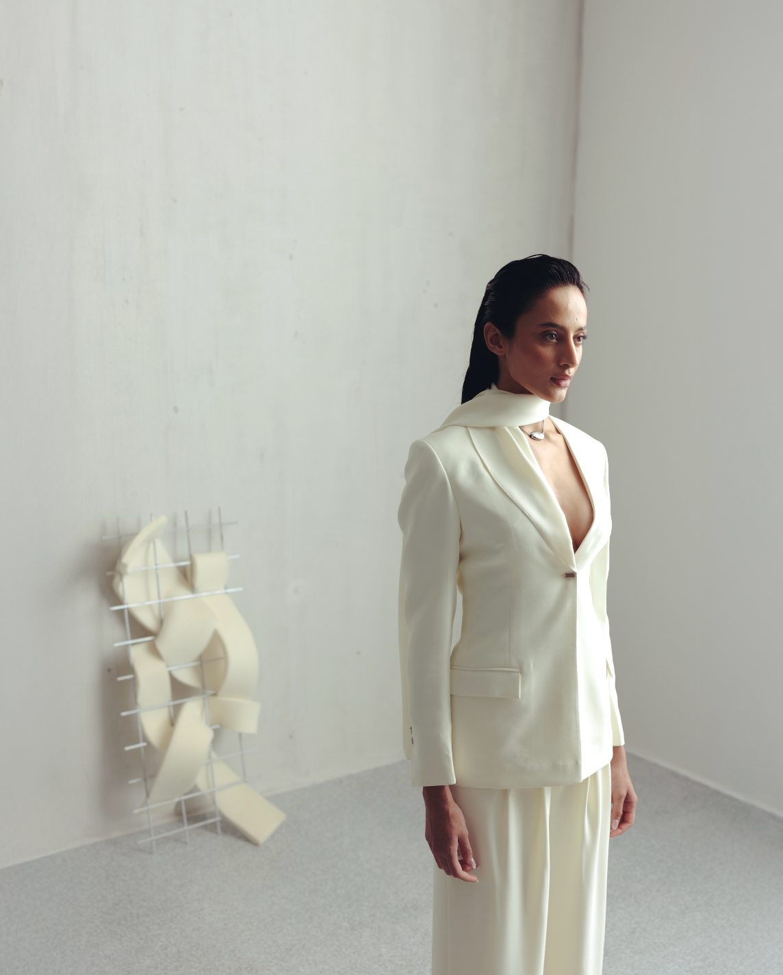 Antique White Crepe Pants