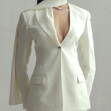 Antique White Scarf Blazer