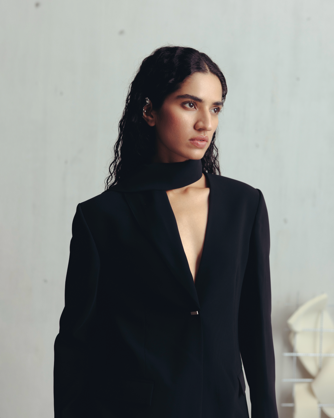 Bristol Black Scarf Blazer