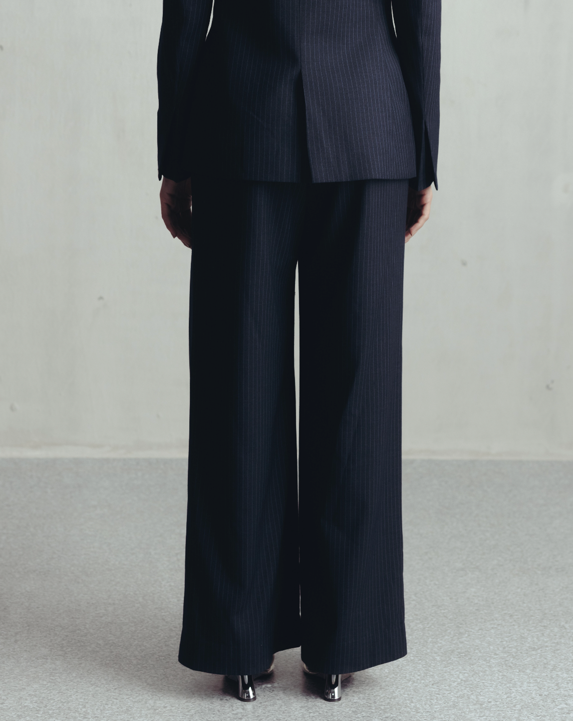 Gray Contours Pinstripe Trousers