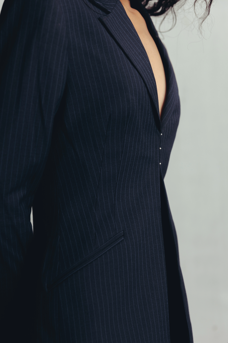 Gray Contours Pinstripe Hourglass Blazer
