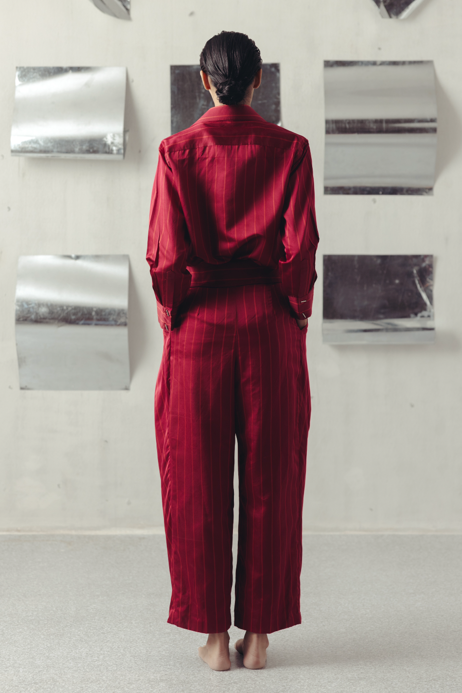 Jester Red Pinstripe Flap Pants