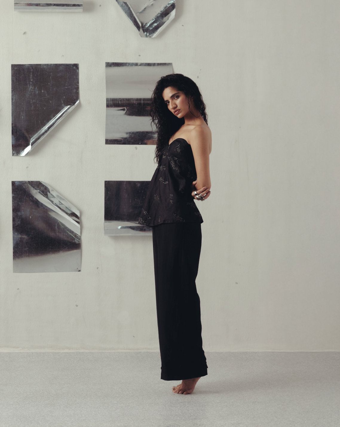Black Iris Embroired Corset & Pants