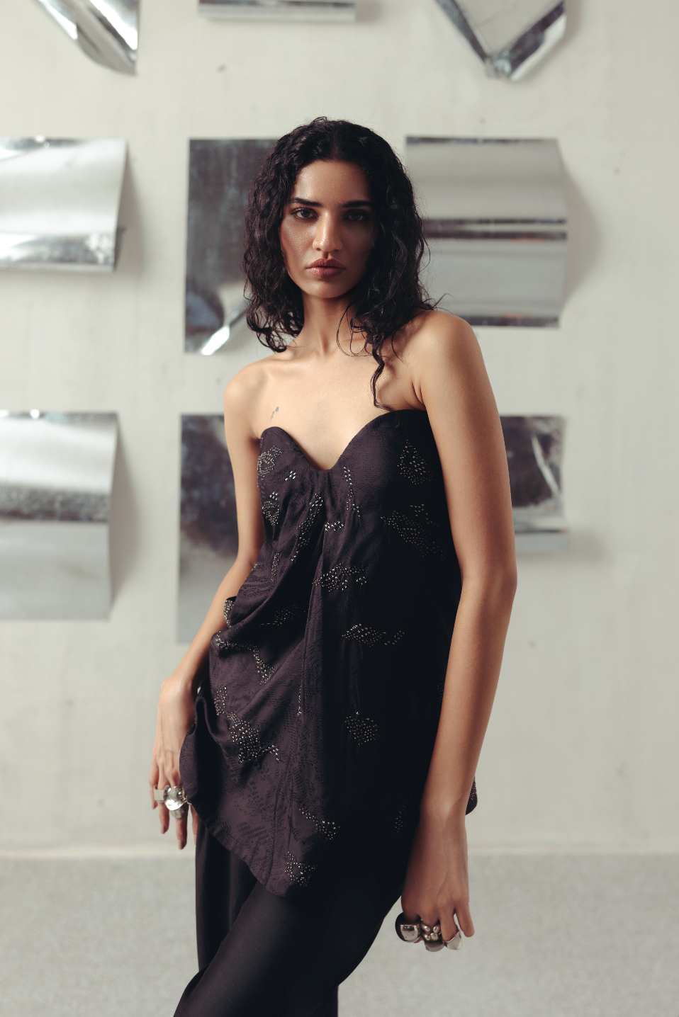 Black Iris Embroired Corset & Pants