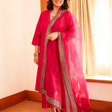 Neetu Kapoor x Paradise Pink Shawl Collar Kurta Set