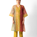 Chartruese Green Striped Kurta Set