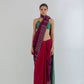 Cherry Wine Displaced Stripe Sari