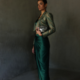 Janhvi Kapoor x Emerald Cropped Blazer With Skirt