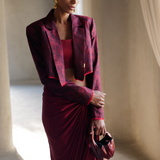 Sceptre Red Cropped Blazer With Skirt