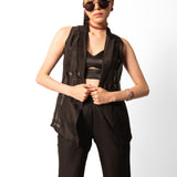 Noir Organza Vest and Pants
