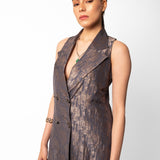 Gray Double Breasted Set