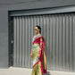 Lime Yellow Pyschdelic Sari