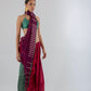 Cherry Wine Displaced Stripe Sari