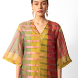 Chartruese Green Striped Kurta Set