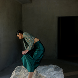 Janhvi Kapoor x Emerald Cropped Blazer With Skirt