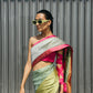 Lime Yellow Pyschdelic Sari