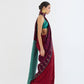 Cherry Wine Displaced Stripe Sari