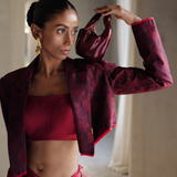 Sceptre Red Cropped Blazer With Skirt