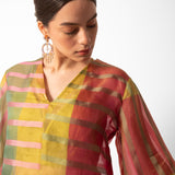 Chartruese Green Striped Kurta Set