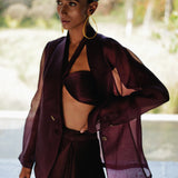 Kareena Kapoor x Baked Clay Organza Blazer With Drape Skirt