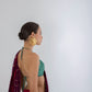 Cherry Wine Displaced Stripe Sari