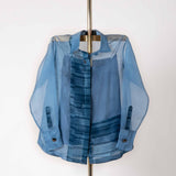 Parisian Blue Block Print Organza Shirt