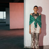 Metallic Black Halter Neck Scarf Set