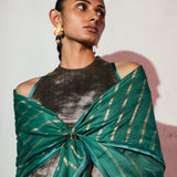 Metallic Black Halter Neck Scarf Set