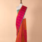 Coral Pink Displaced Stripe Sari