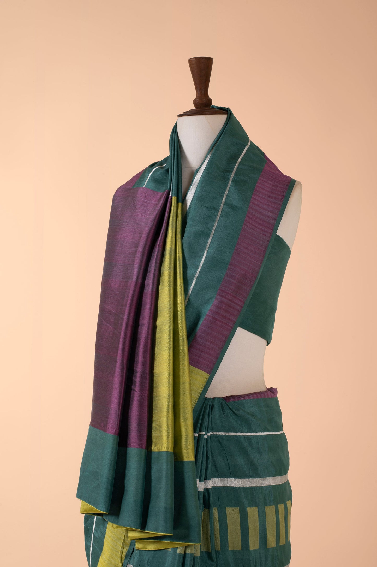 Summer Green Colorblocked Sari