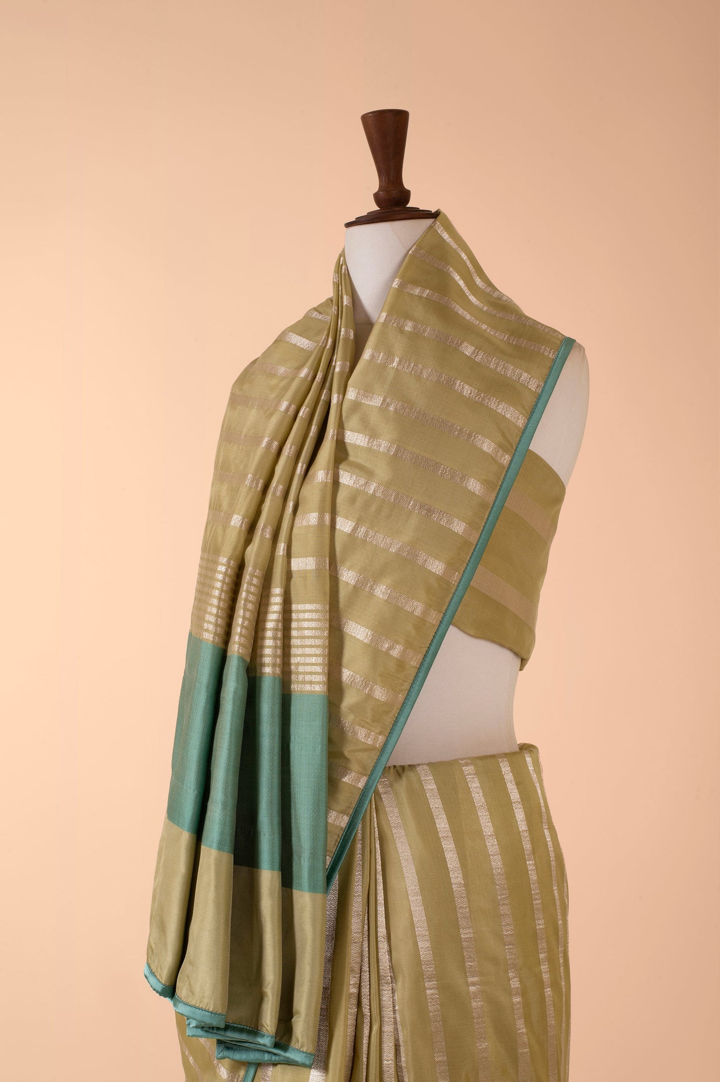 Lime Yellow Striped Sari