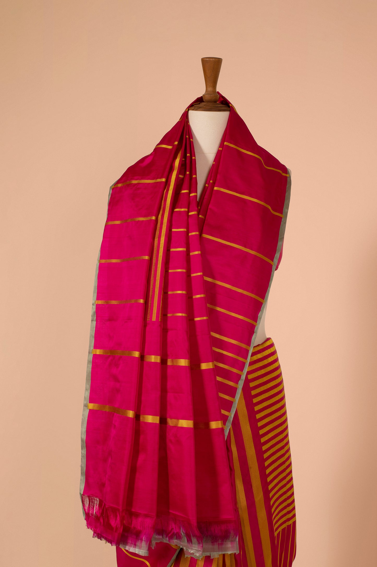 Pink Displaced Stripe Saree