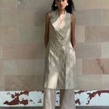 Cream Gold Double Breasted Set