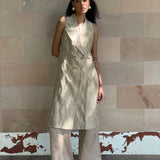 Cream Gold Double Breasted Set