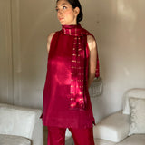 Ruby Red Halter Neck Scarf Set